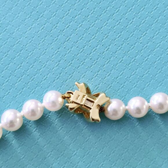 Vintage Tiffany & Co. 18k Signature X 5-5.5 mm Natural Akoya Pearl Necklace 18” - Picture 5 of 10